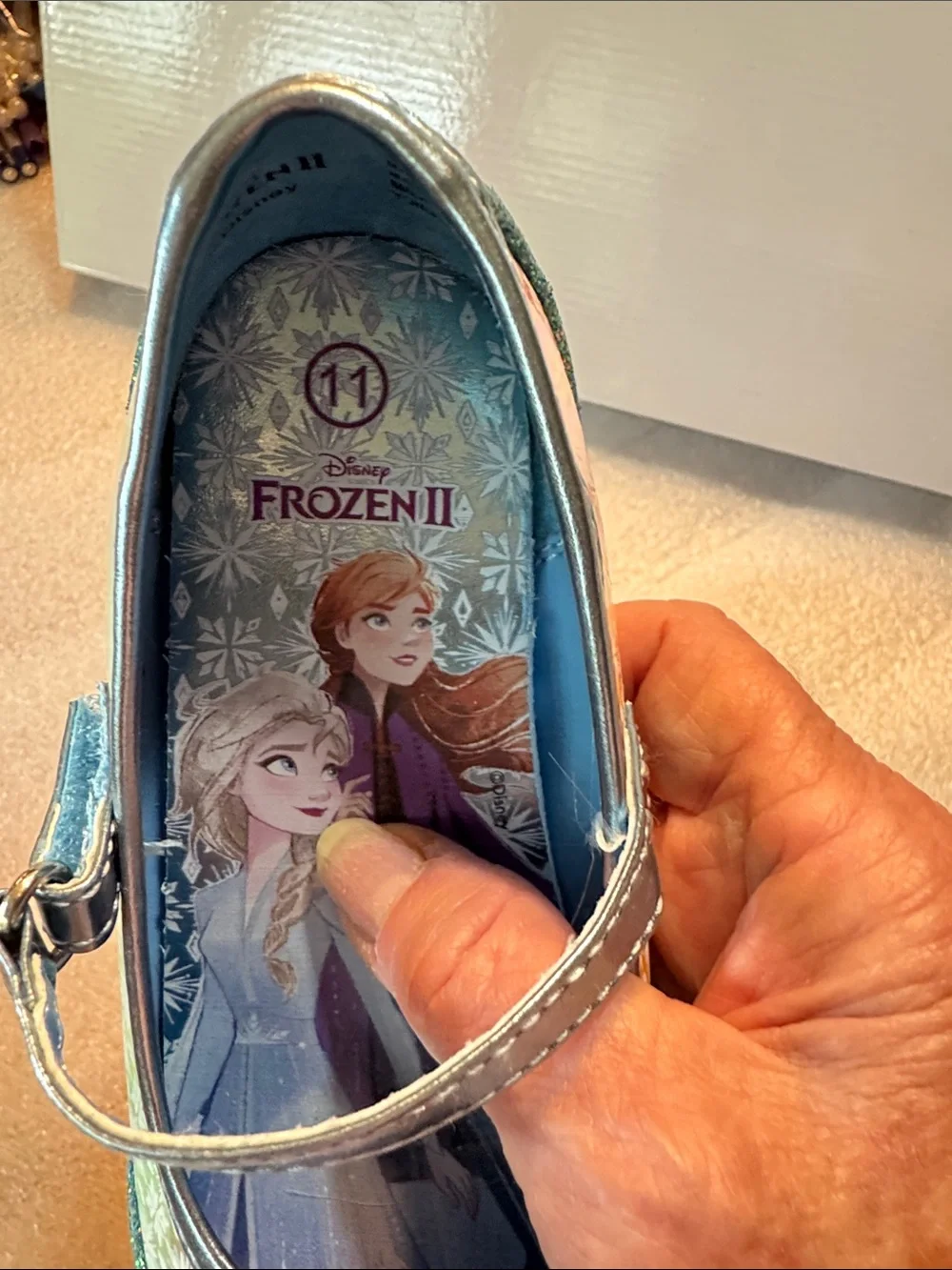 EUC Frozen II Anna Glitter Mary Jane Shoes for Kids - Teal/Purple Size 11